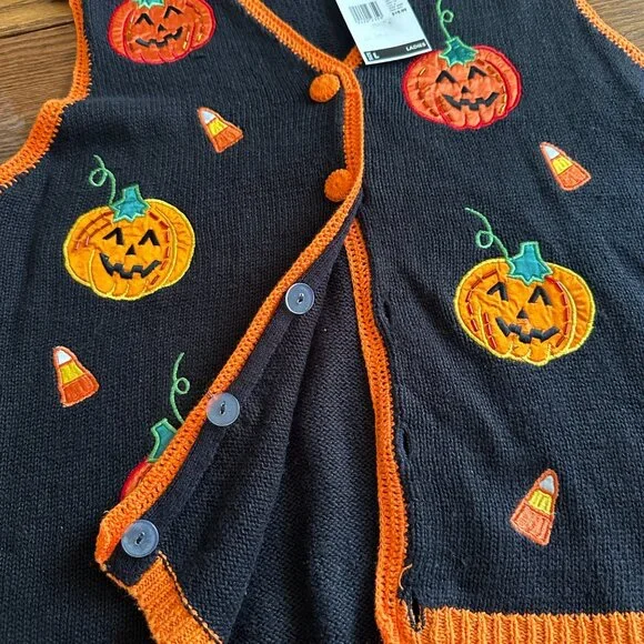 Vintage Basic Editions Halloween Pumpkin Candy Corn Embroidered SOLD - Picture 8 of 9